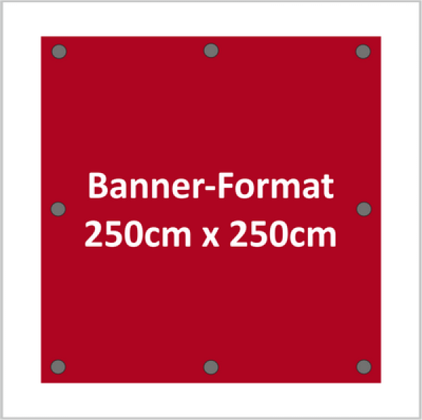 Werbebanner 2,5x2,5m randverstärkung und Ösen alle 50cm
